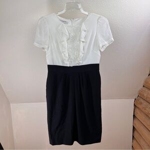 EVAN PICONE Vintage Dress w/Classic Profile. Black fitted Skirt w/White Bodice